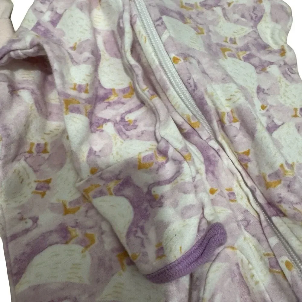 2 Burt's Bees Baby cotton Footed Coverall sleeper-0-3 months Purple Goose Pink
